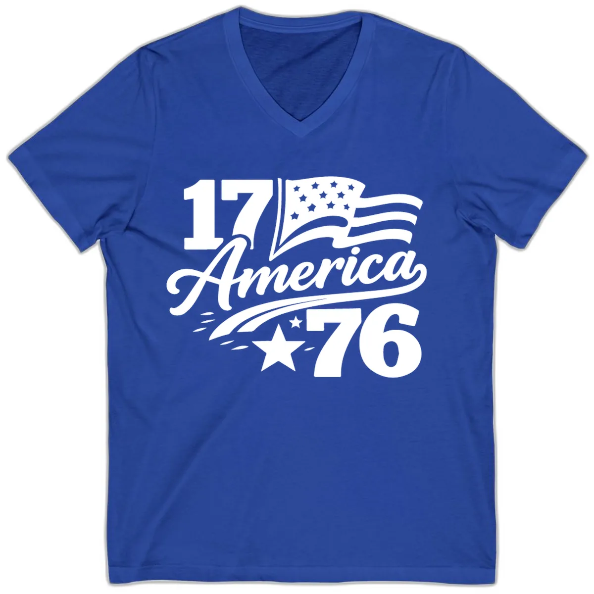 America 1776 Celebration Tee V-Neck in True Royal