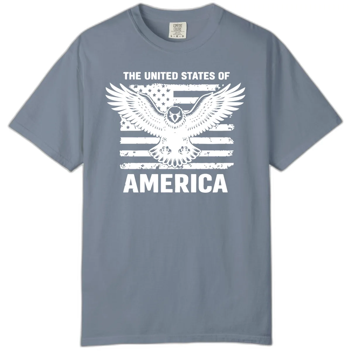 American Eagle Flag Celebration Comfort Color in Blue Jean