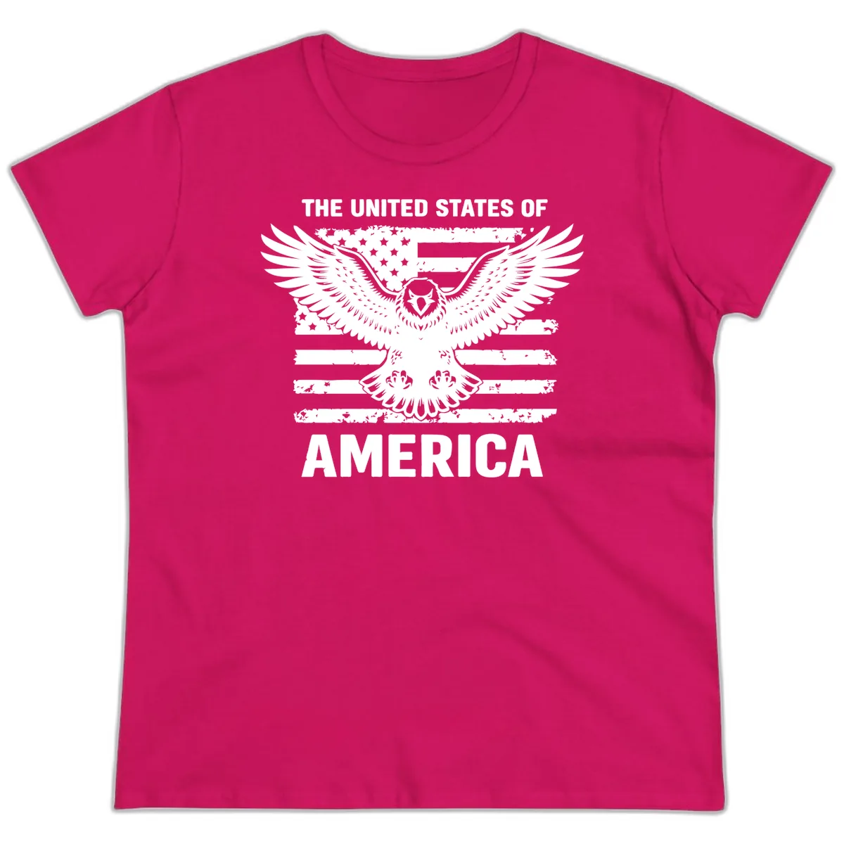 American Eagle Flag Celebration Ladies Tee in Heliconia