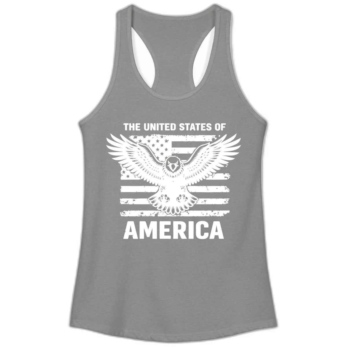 American Eagle Flag Celebration Ladies Tank in Heather Grey