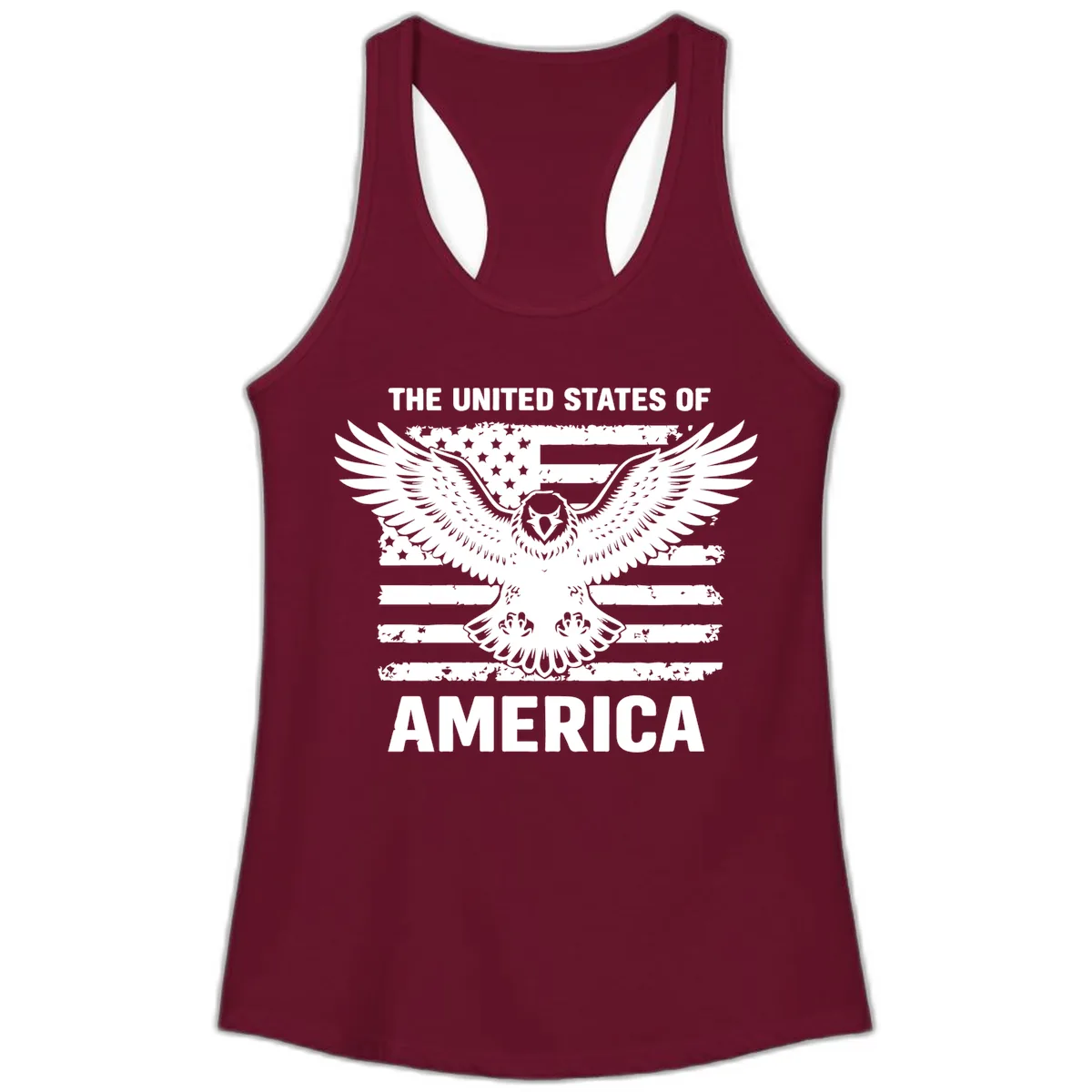 American Eagle Flag Celebration Ladies Tank in Solid Cardinal Red