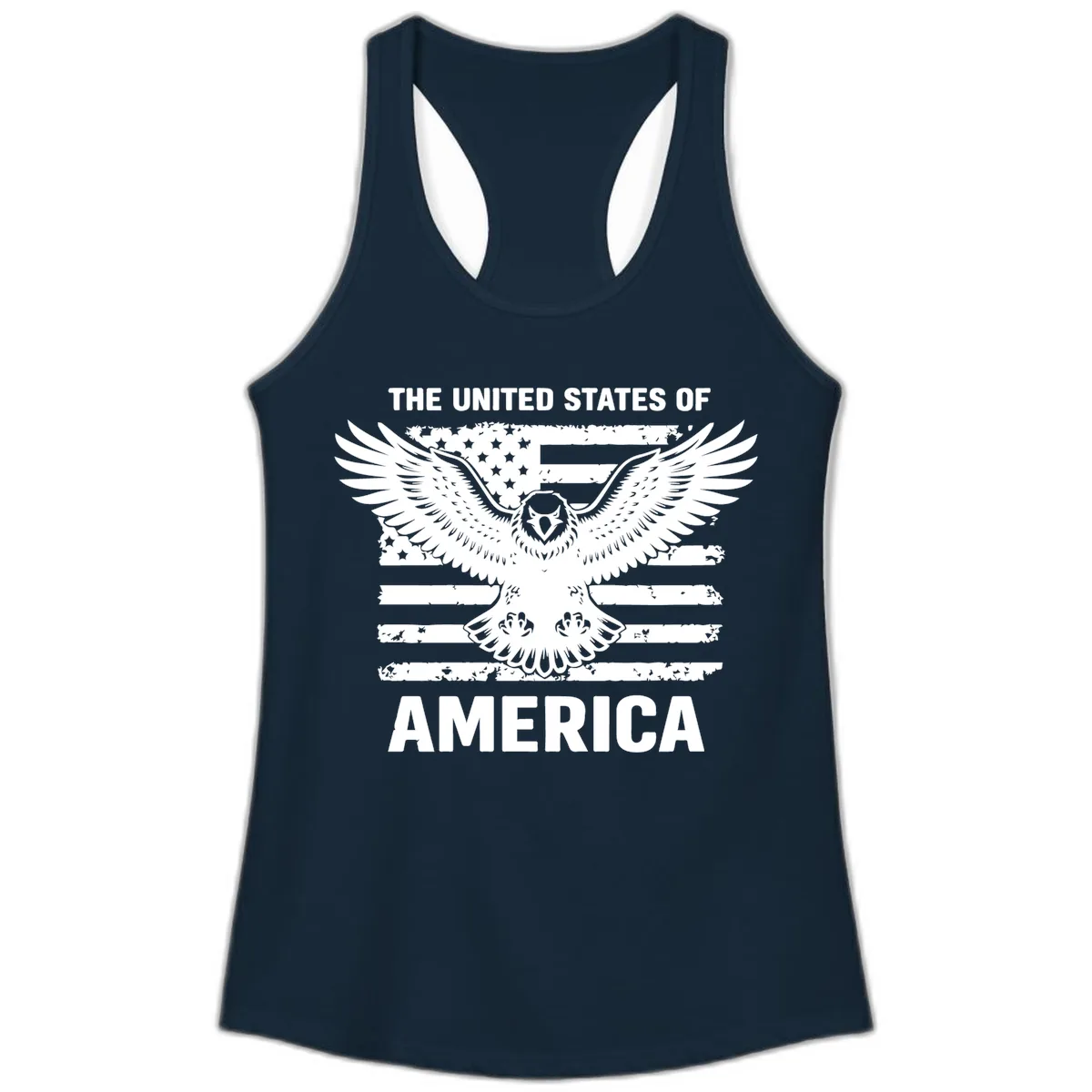 American Eagle Flag Celebration Ladies Tank in Solid Midnight Navy