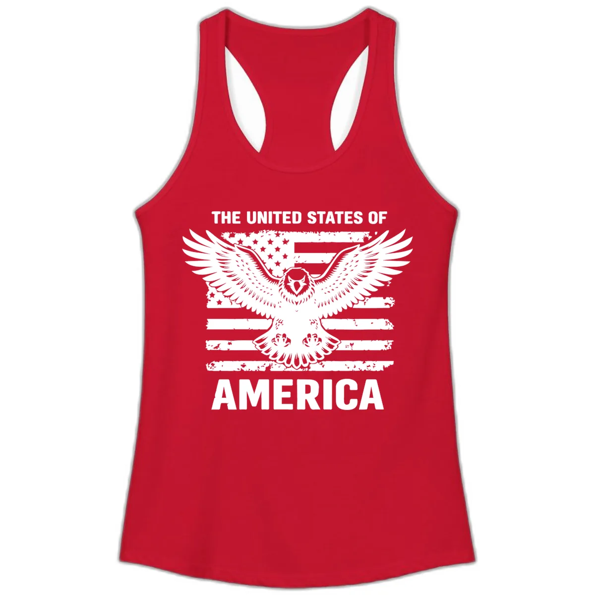 American Eagle Flag Celebration Ladies Tank in Solid Red