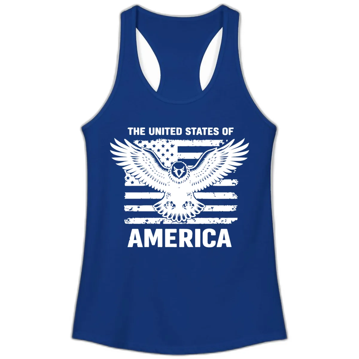 American Eagle Flag Celebration Ladies Tank in Solid Royal