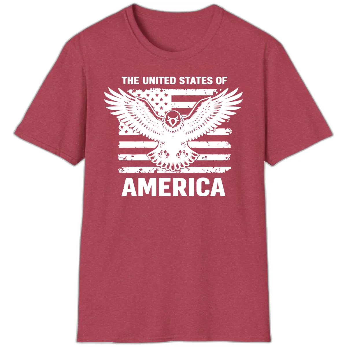 American Eagle Flag Celebration T-Shirt in Heather Cardinal