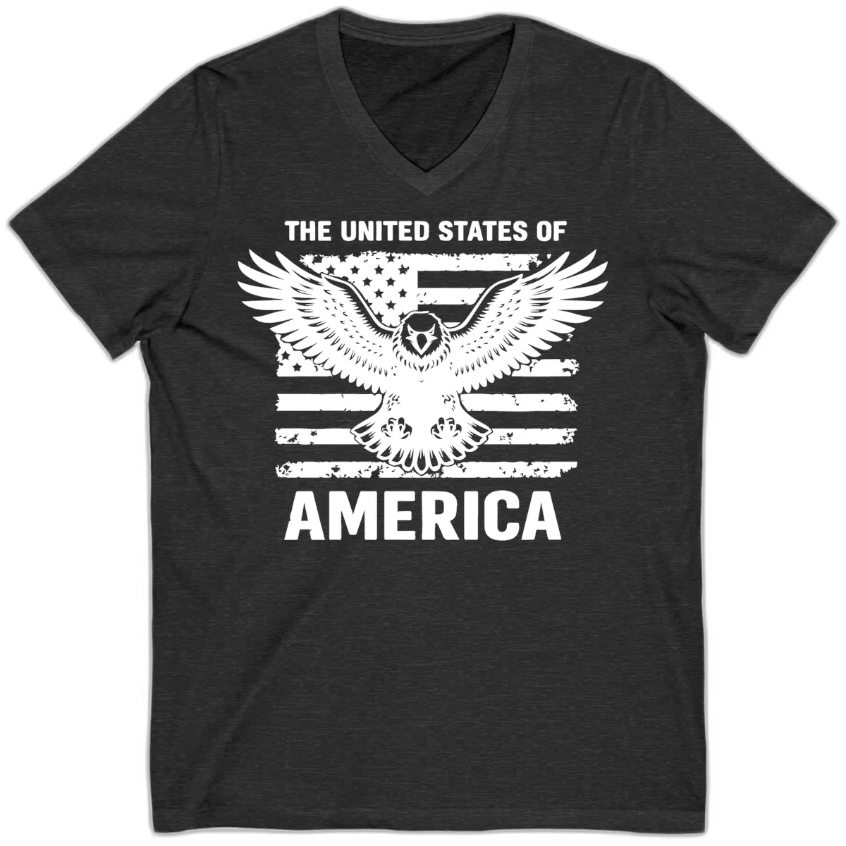 American Eagle Flag Celebration V-Neck in Dark Grey Heather