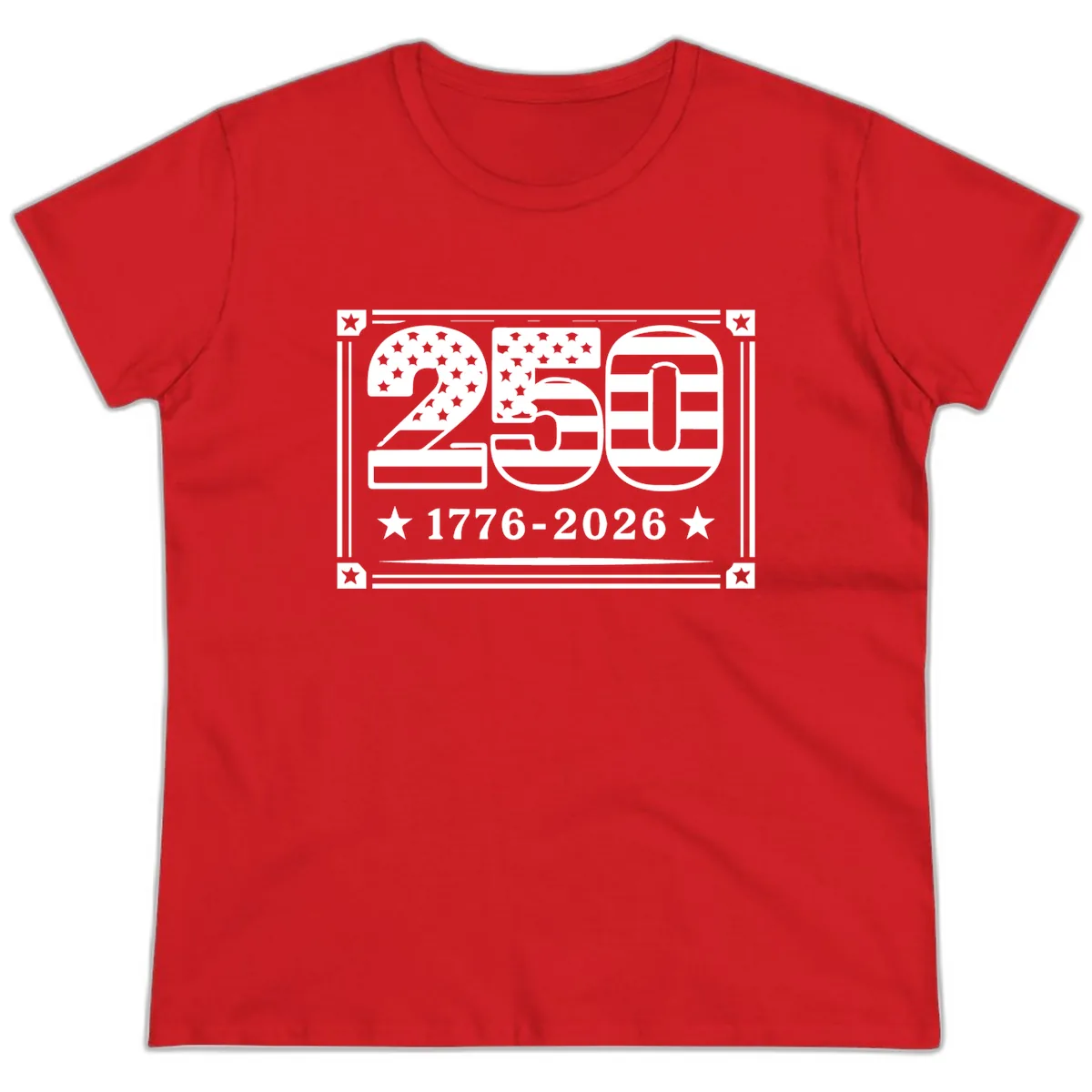 America 250th Anniversary Celebration Ladies Tee in Red