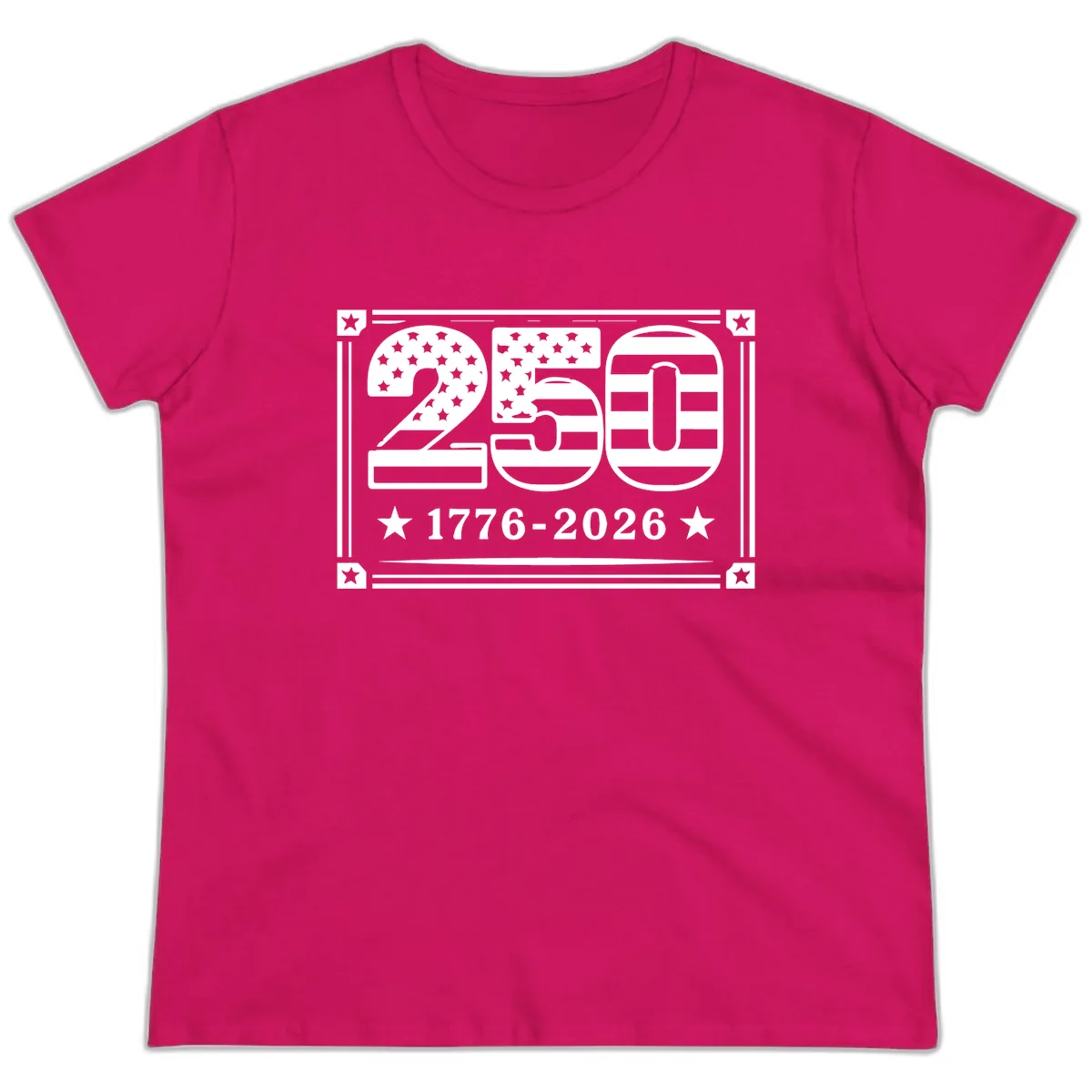 America 250th Anniversary Celebration Ladies Tee in Heliconia
