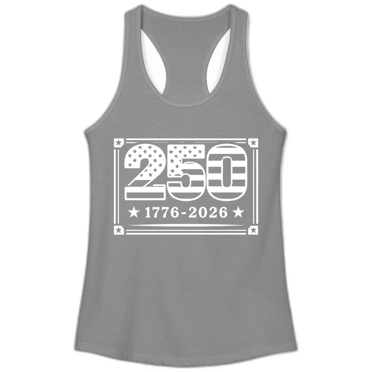 America 250th Anniversary Celebration Ladies Tank in Heather Grey