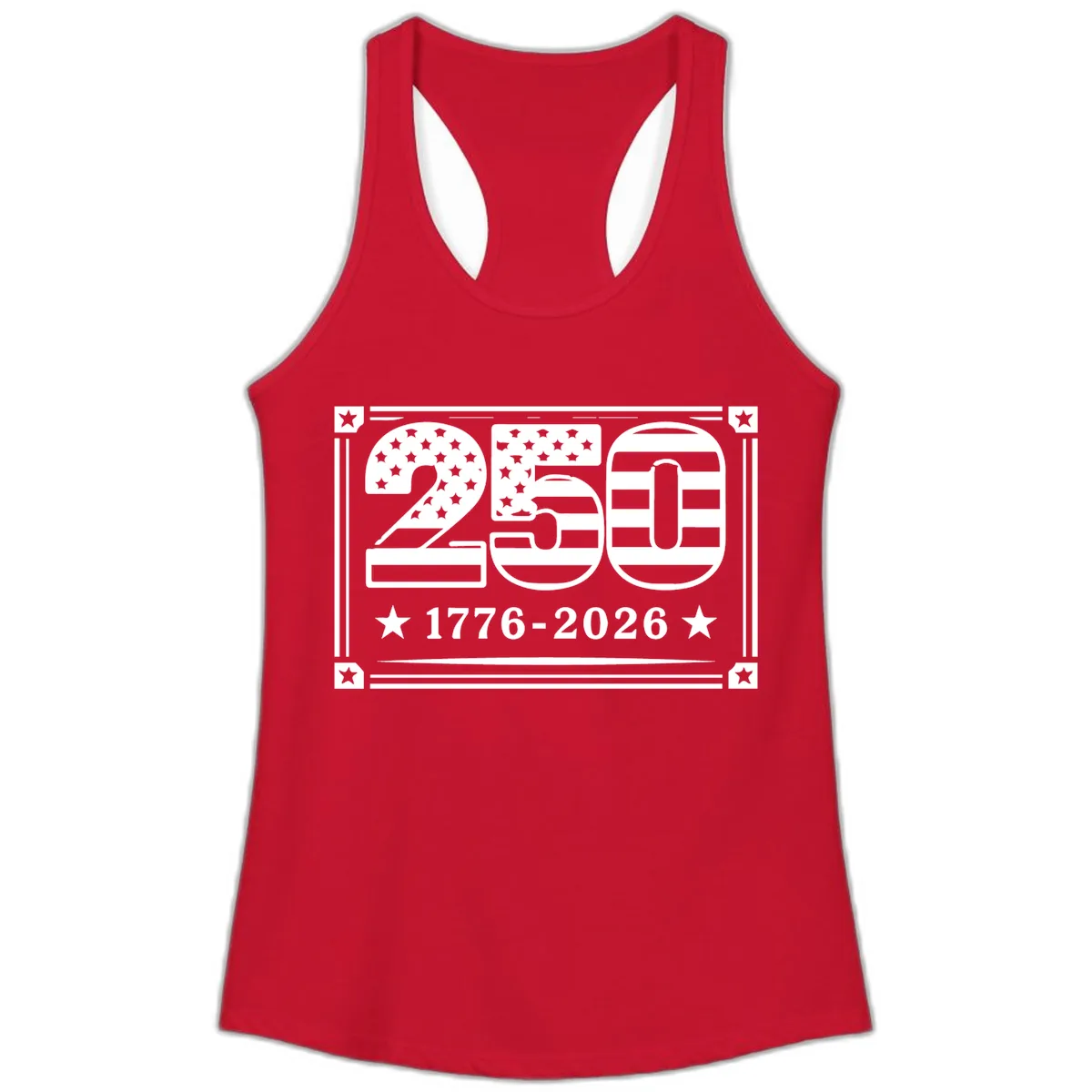 America 250th Anniversary Celebration Ladies Tank in Solid Red