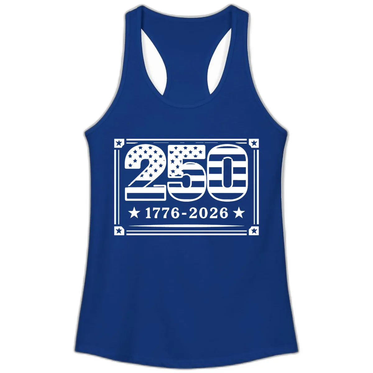 America 250th Anniversary Celebration Ladies Tank in Solid Royal