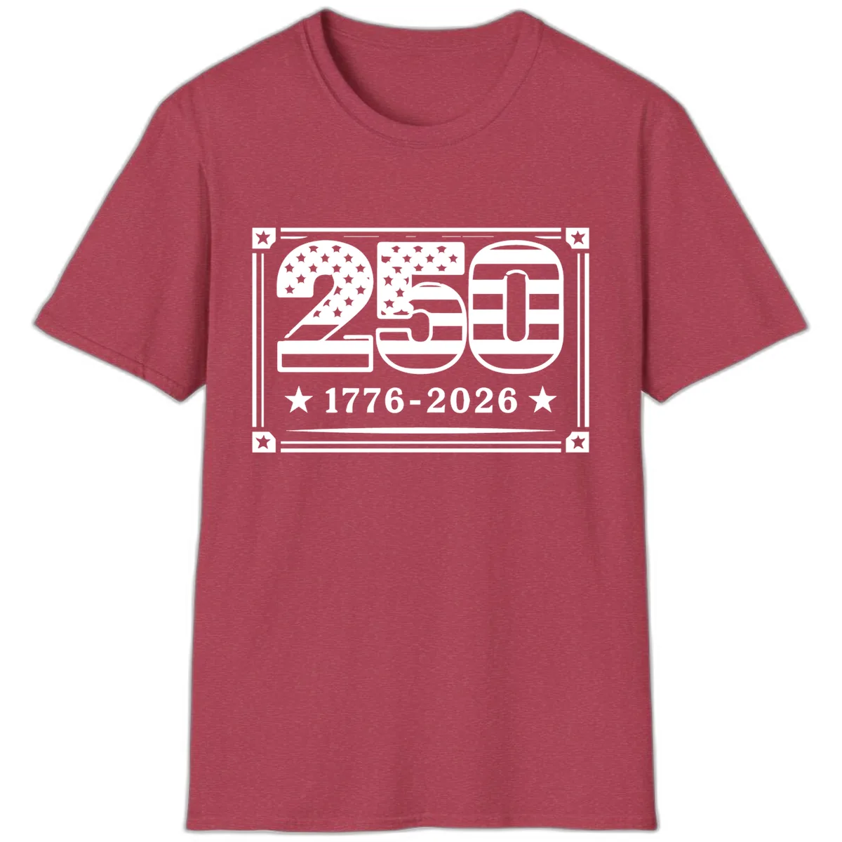 America 250th Anniversary Celebration T-Shirt in Heather Cardinal