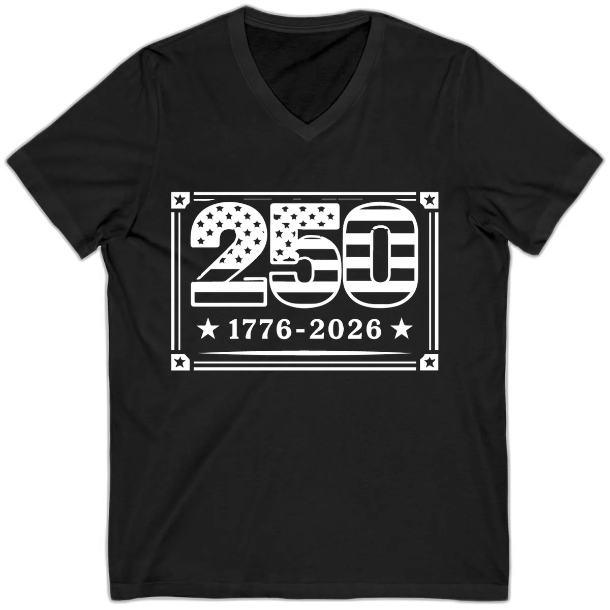 America 250th Anniversary Celebration V-Neck in Black