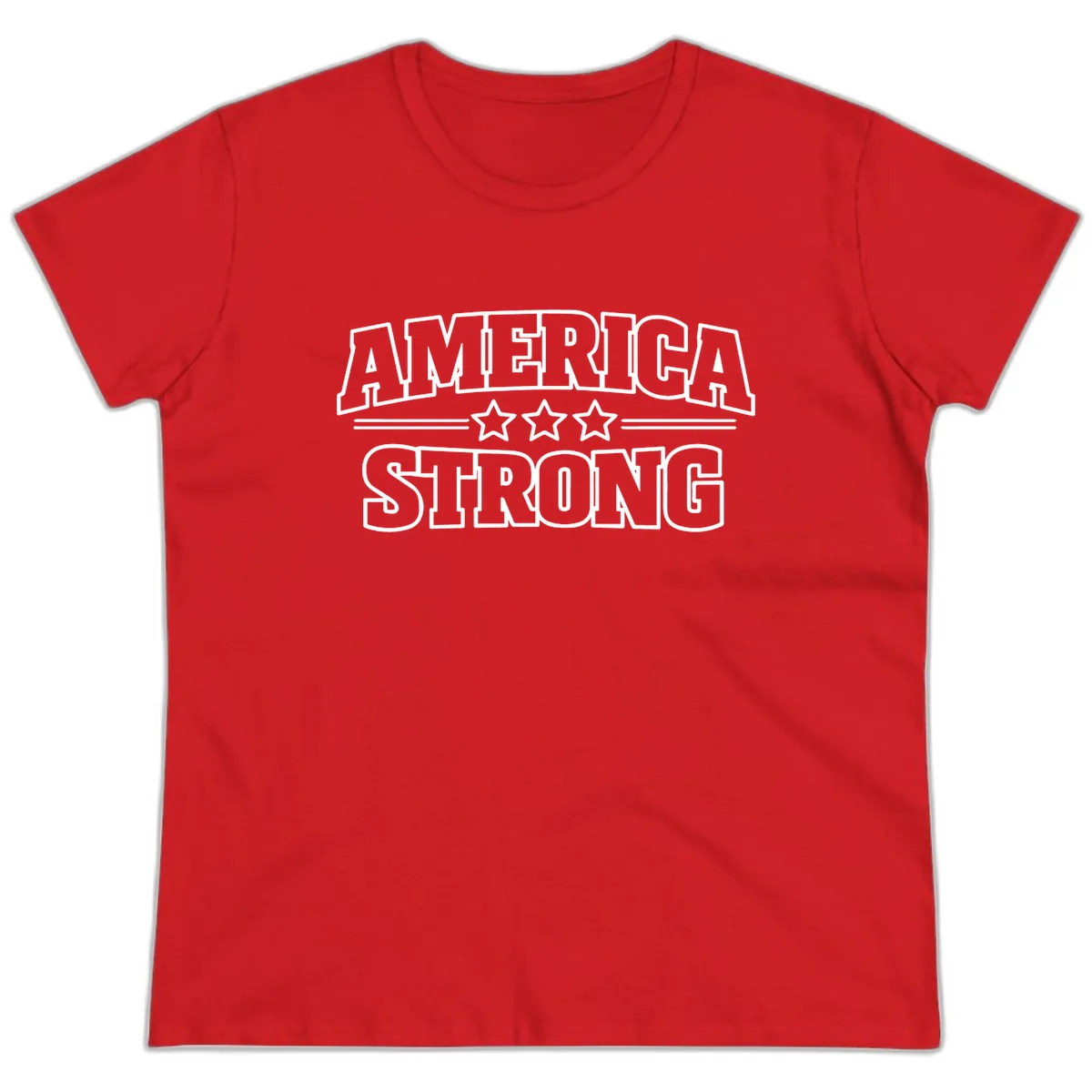 America Strong Celebration Ladies Tee in Red