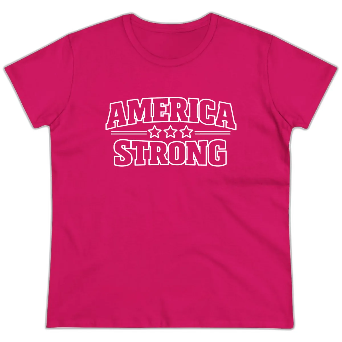 America Strong Celebration Ladies Tee in Heliconia