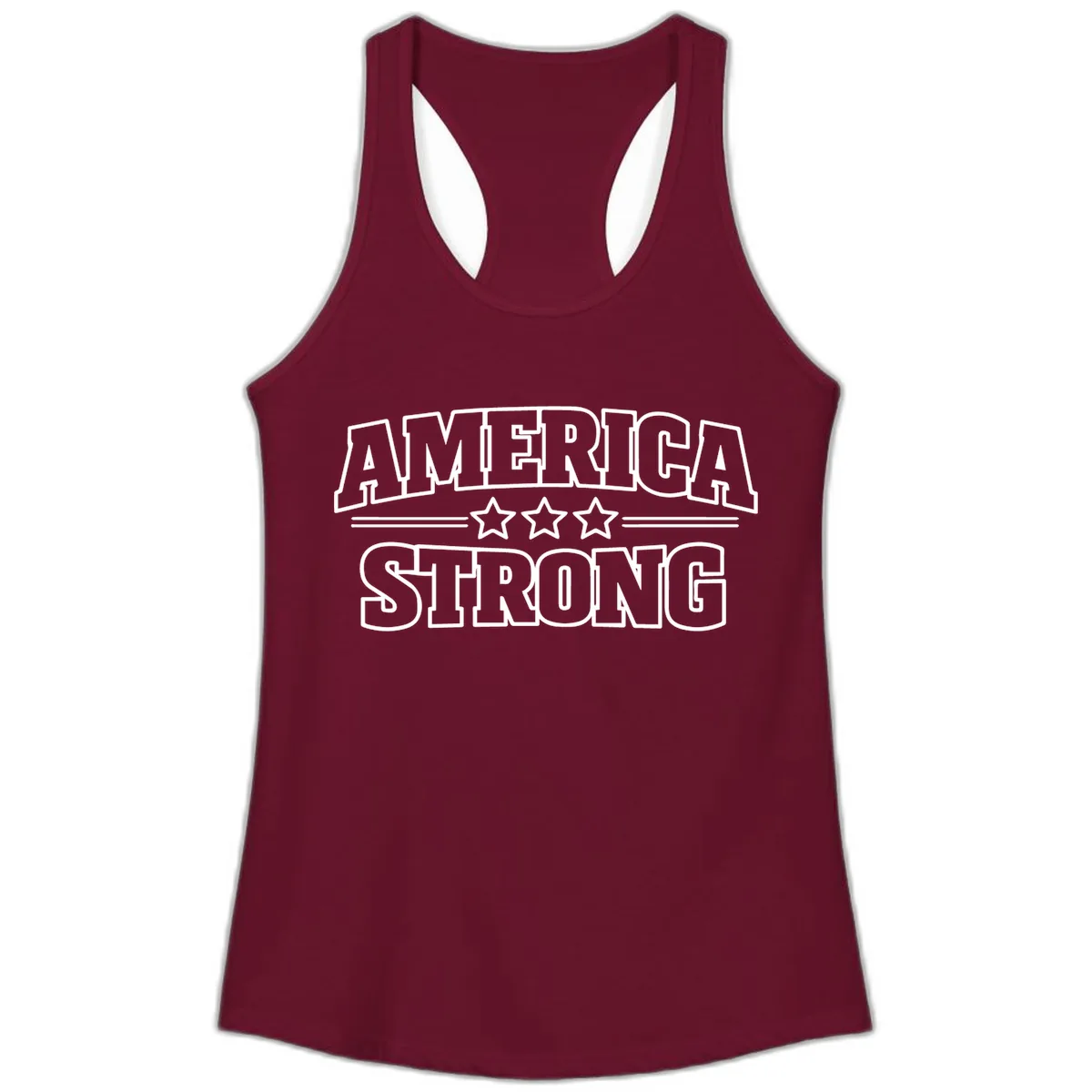 America Strong Celebration Ladies Tank in Solid Cardinal Red