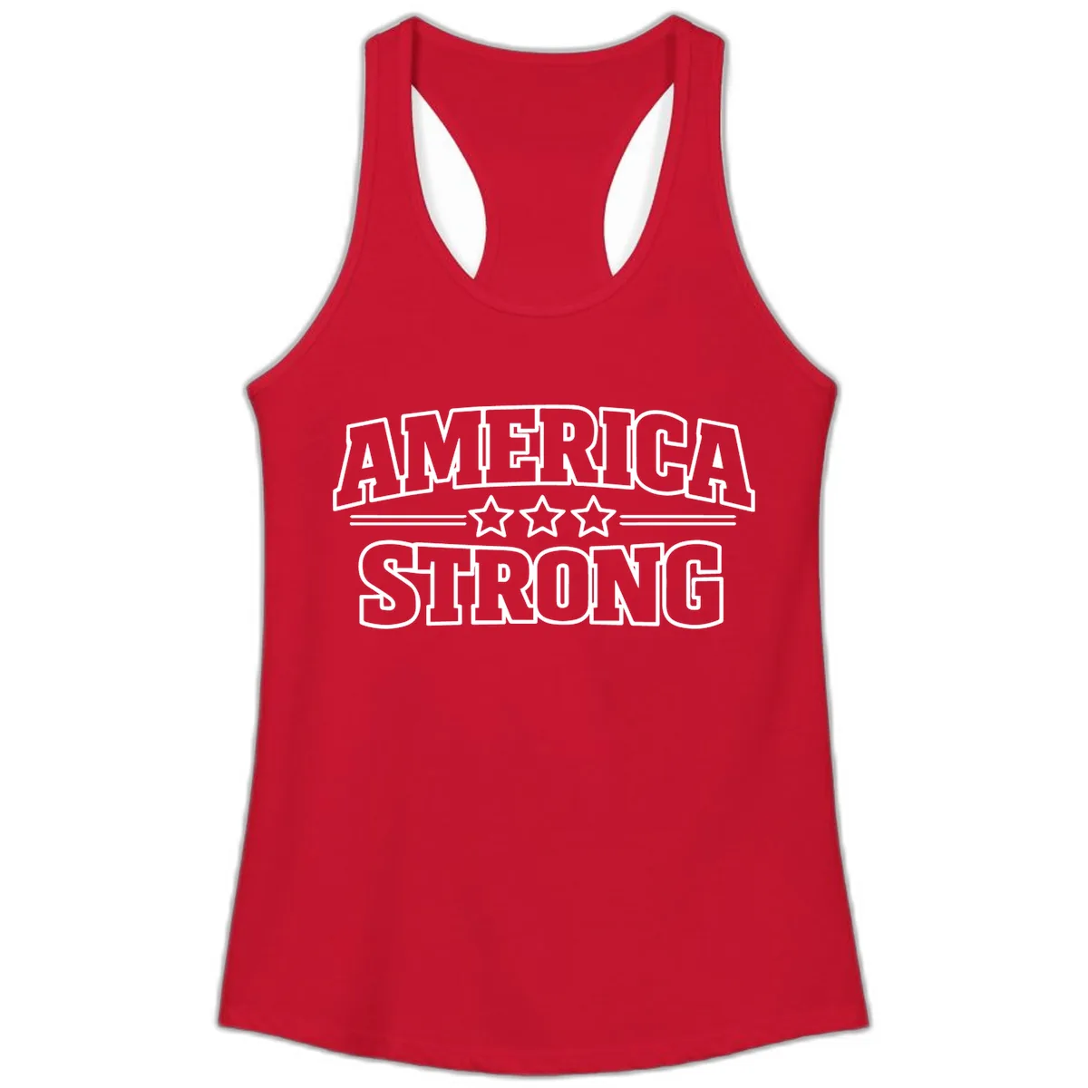 America Strong Celebration Ladies Tank in Solid Red