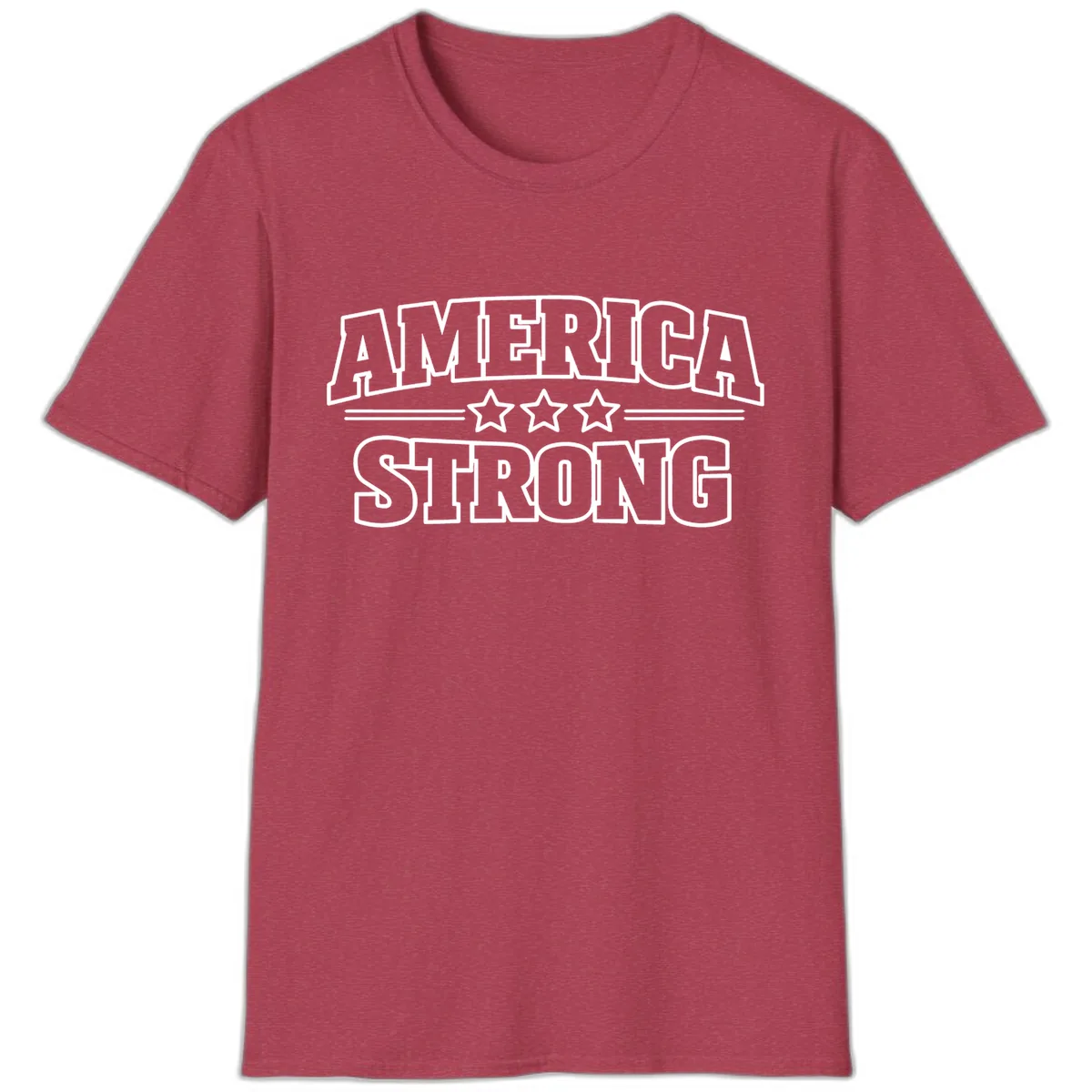 America Strong Celebration T-Shirt in Heather Cardinal
