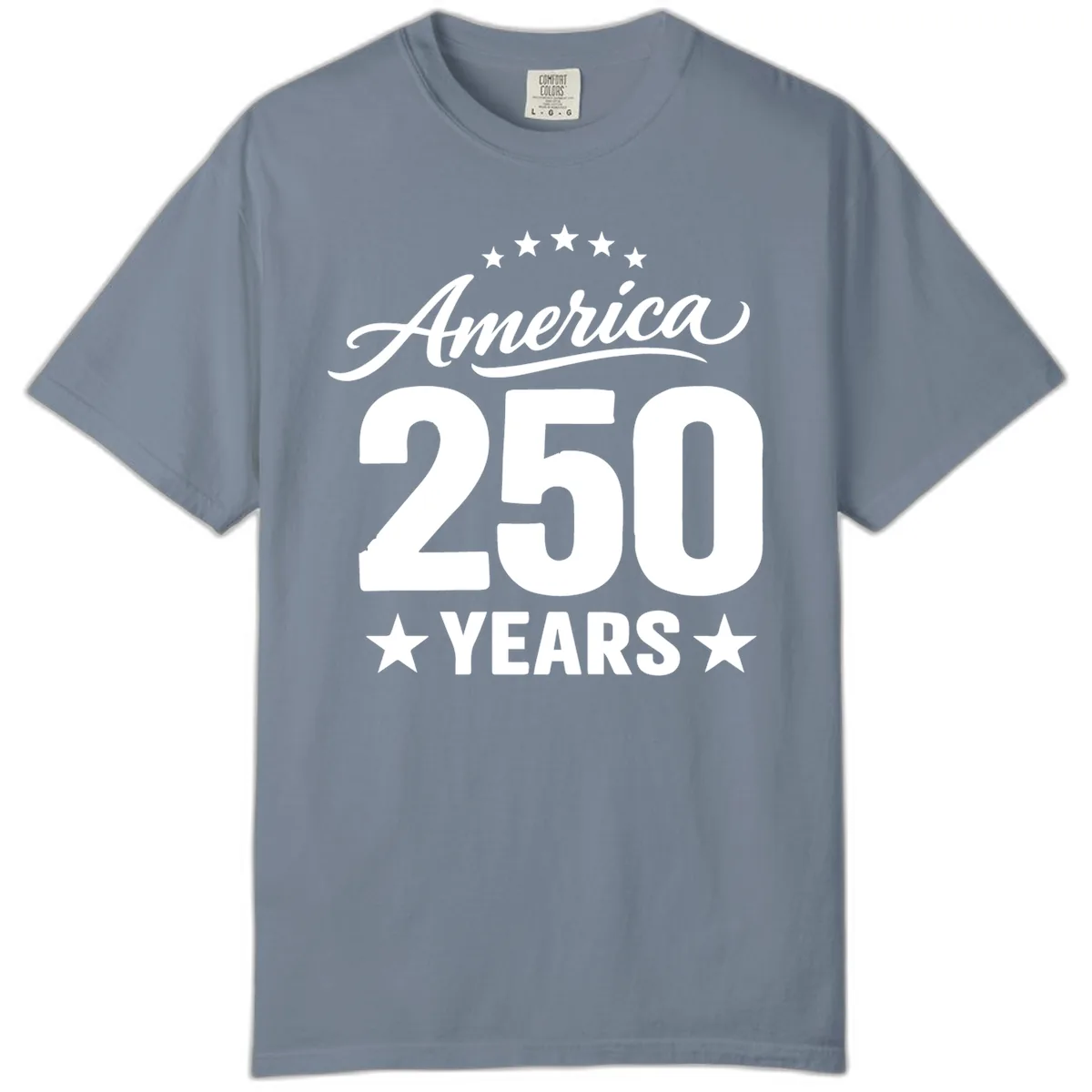 America 250 Years Celebration Tee Comfort Color in Blue Jean