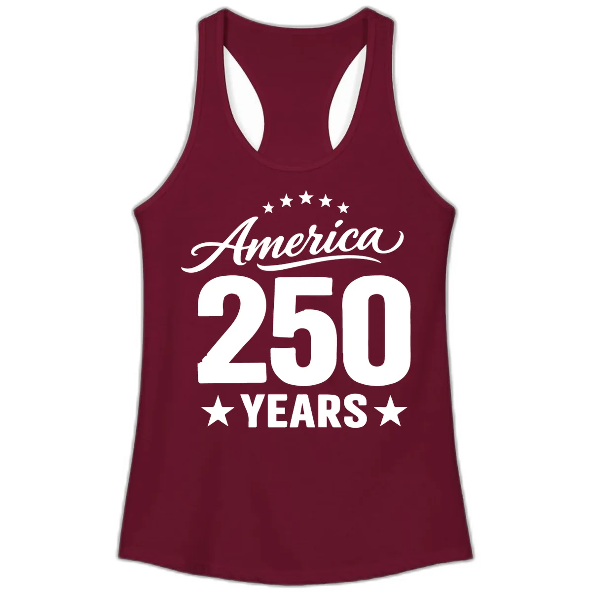 America 250 Years Celebration Tee Ladies Tank in Solid Cardinal Red