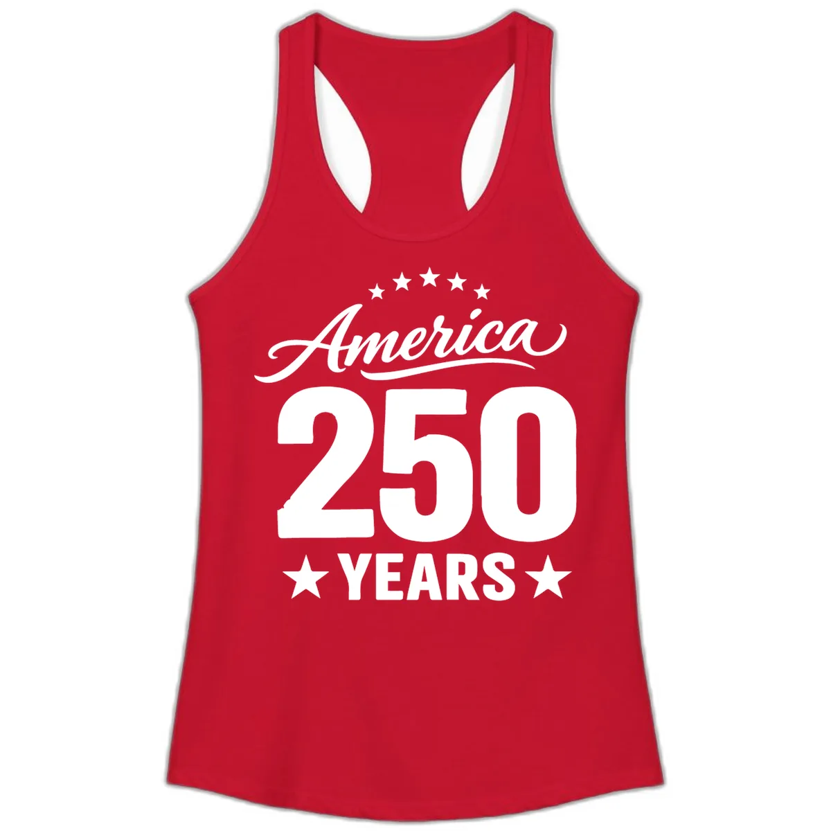 America 250 Years Celebration Tee Ladies Tank in Solid Red