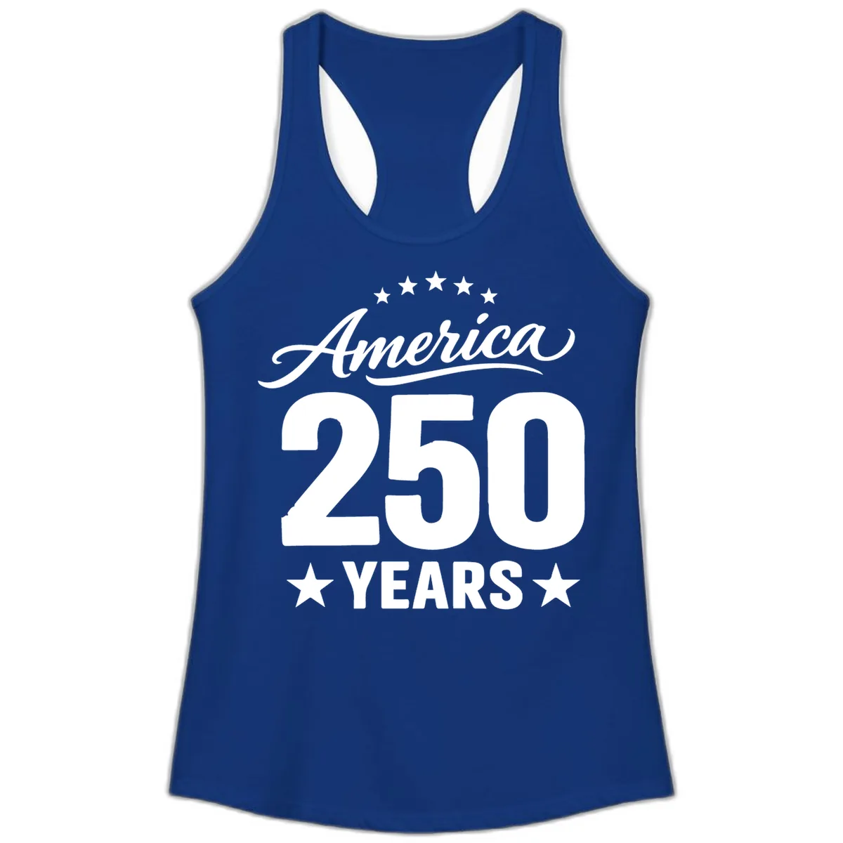 America 250 Years Celebration Tee Ladies Tank in Solid Royal