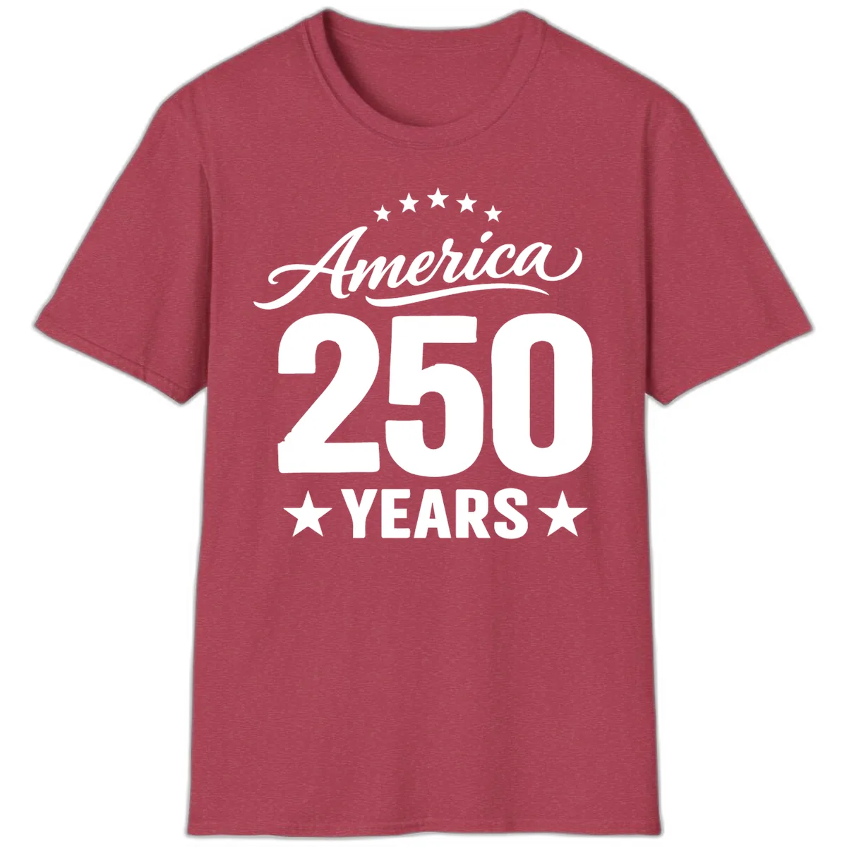 America 250 Years Celebration Tee T-Shirt in Heather Cardinal