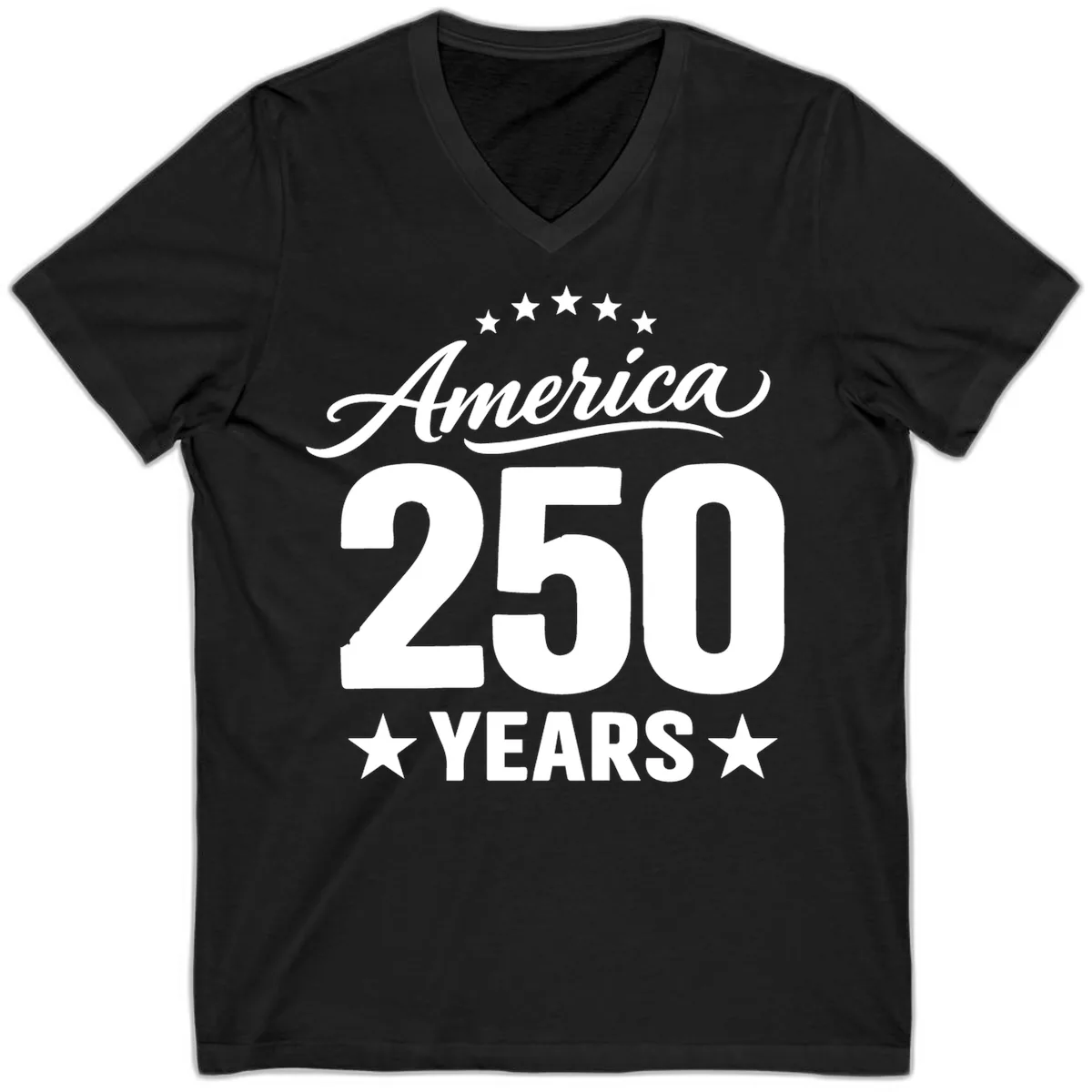 America 250 Years Celebration Tee V-Neck in Black