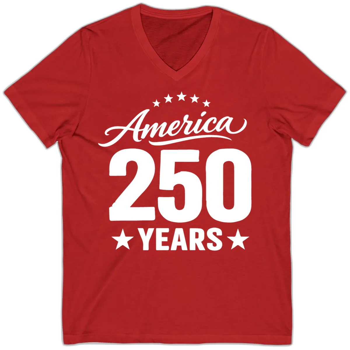 America 250 Years Celebration Tee V-Neck in Red