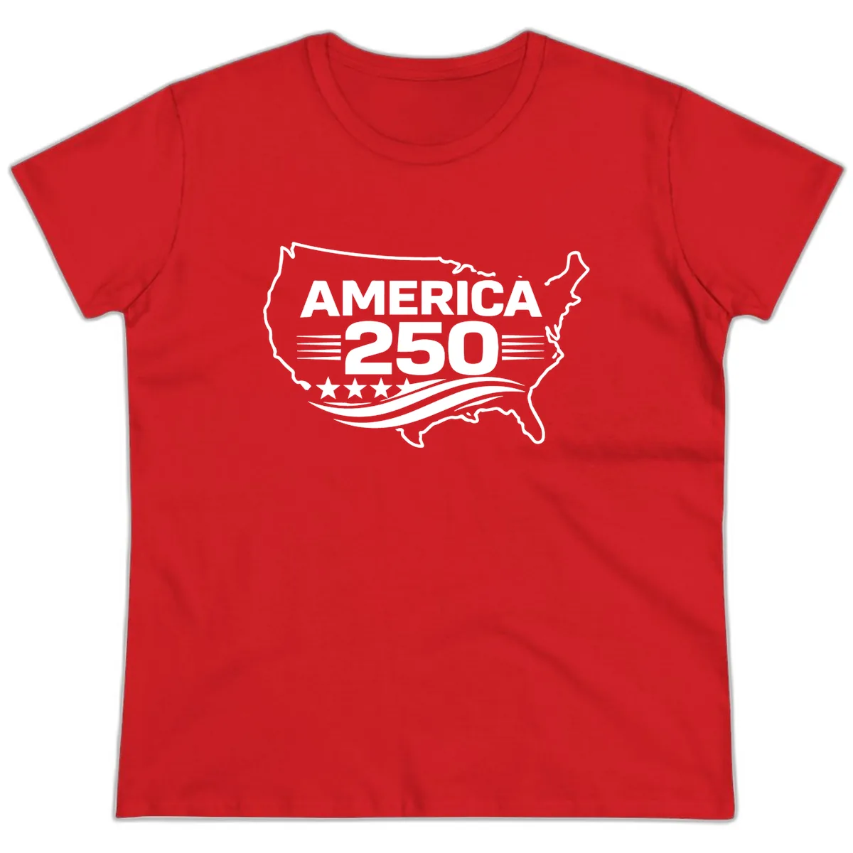 America 250th Anniversary Celebration Ladies Tee in Red