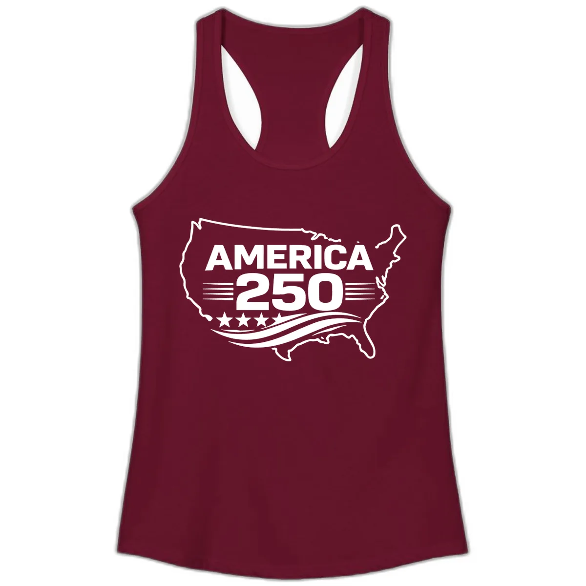 America 250th Anniversary Celebration Ladies Tank in Solid Cardinal Red