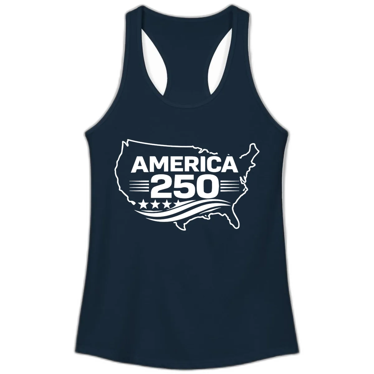 America 250th Anniversary Celebration Ladies Tank in Solid Midnight Navy