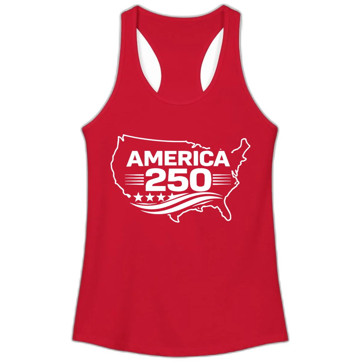 America 250th Anniversary Celebration Ladies Tank in Solid Red