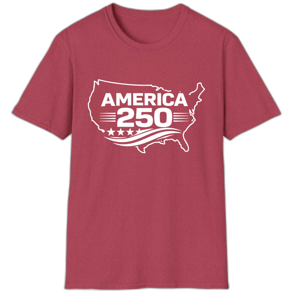 America 250th Anniversary Celebration T-Shirt in Heather Cardinal