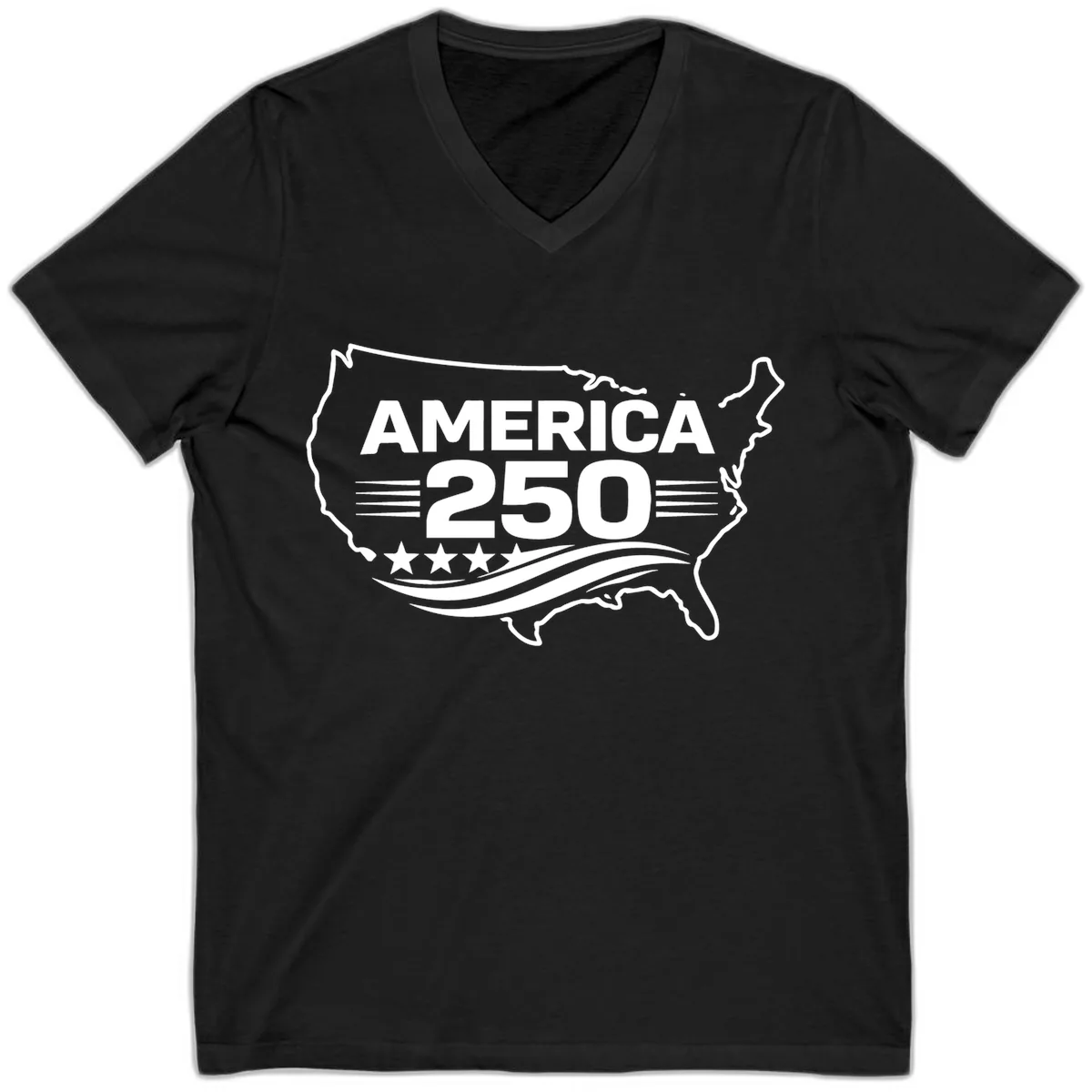 America 250th Anniversary Celebration V-Neck in Black