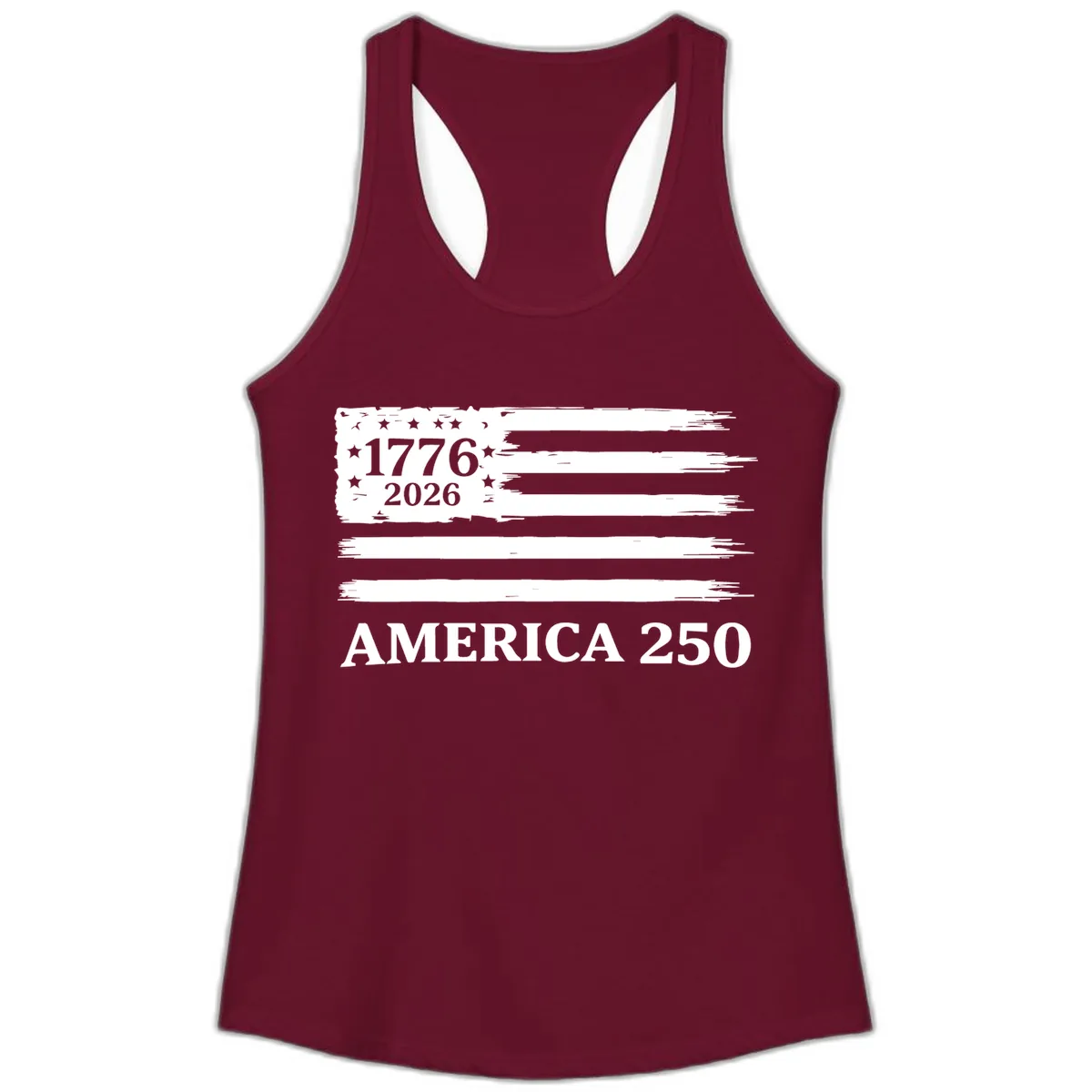 America 250th Anniversary Celebration Ladies Tank in Solid Cardinal Red