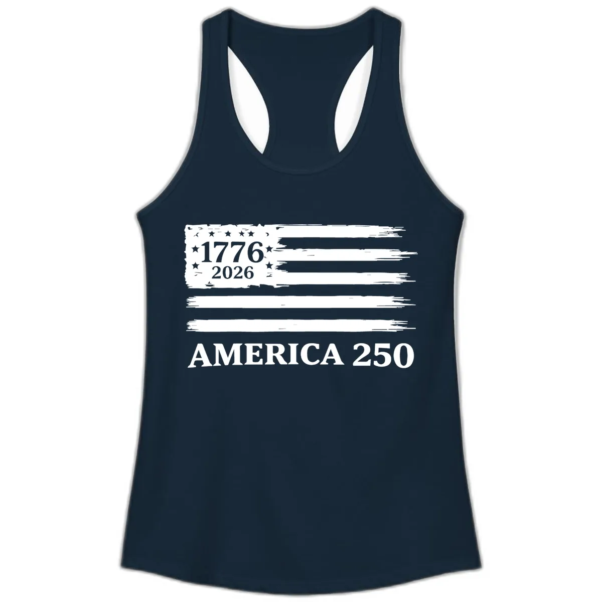 America 250th Anniversary Celebration Ladies Tank in Solid Midnight Navy