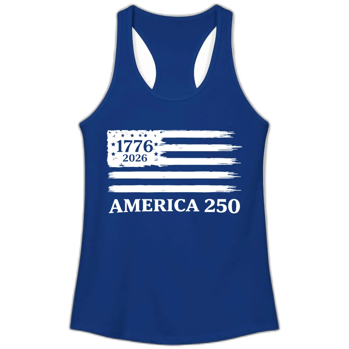 America 250th Anniversary Celebration Ladies Tank in Solid Royal