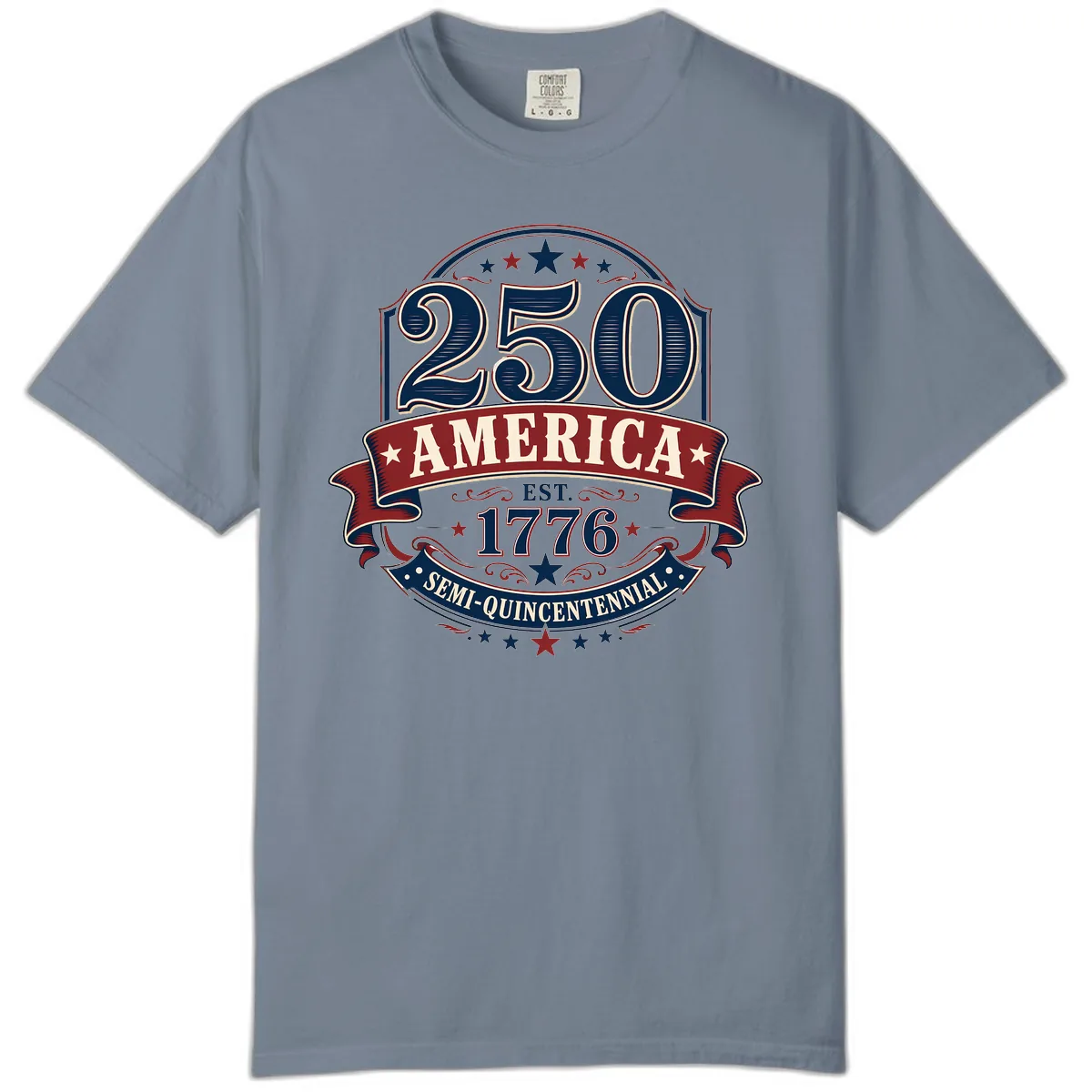 America 250th Semi-Quincentennial Celebration Comfort Color in Blue Jean