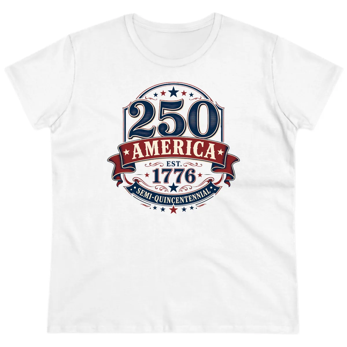 America 250th Semi-Quincentennial Celebration Ladies Tee in White