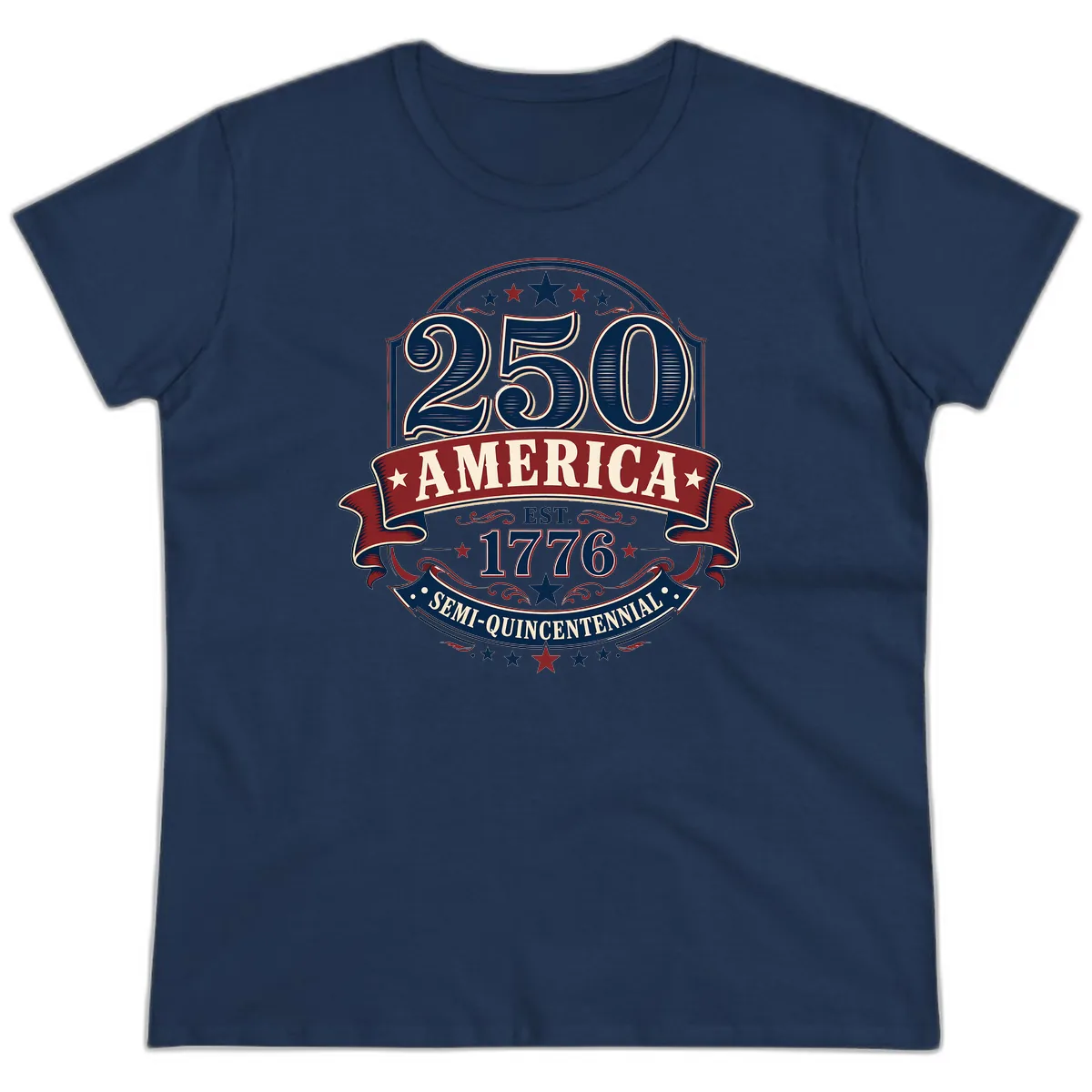 America 250th Semi-Quincentennial Celebration Ladies Tee in Navy