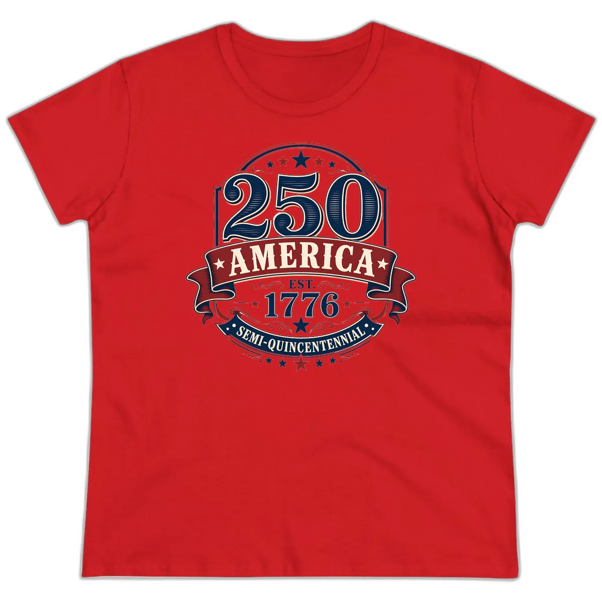 America 250th Semi-Quincentennial Celebration Ladies Tee in Red