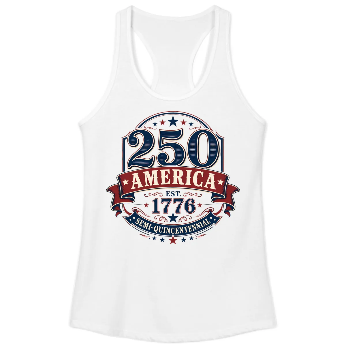 America 250th Semi-Quincentennial Celebration Ladies Tank in White