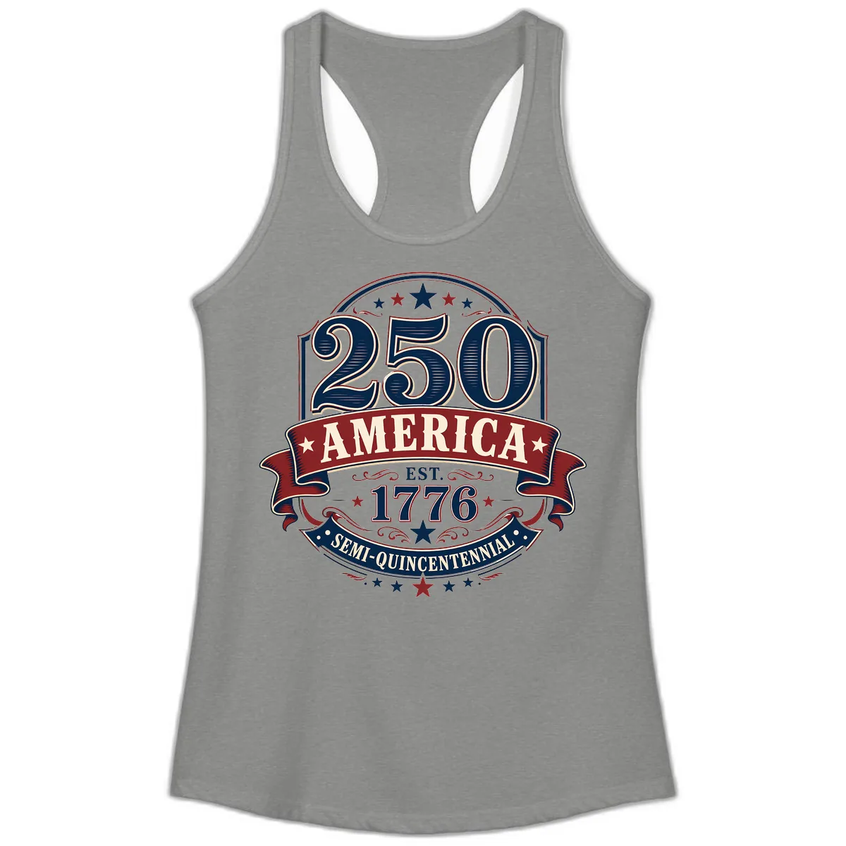 America 250th Semi-Quincentennial Celebration Ladies Tank in Heather Grey