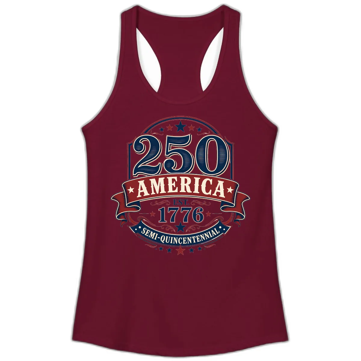 America 250th Semi-Quincentennial Celebration Ladies Tank in Solid Cardinal Red