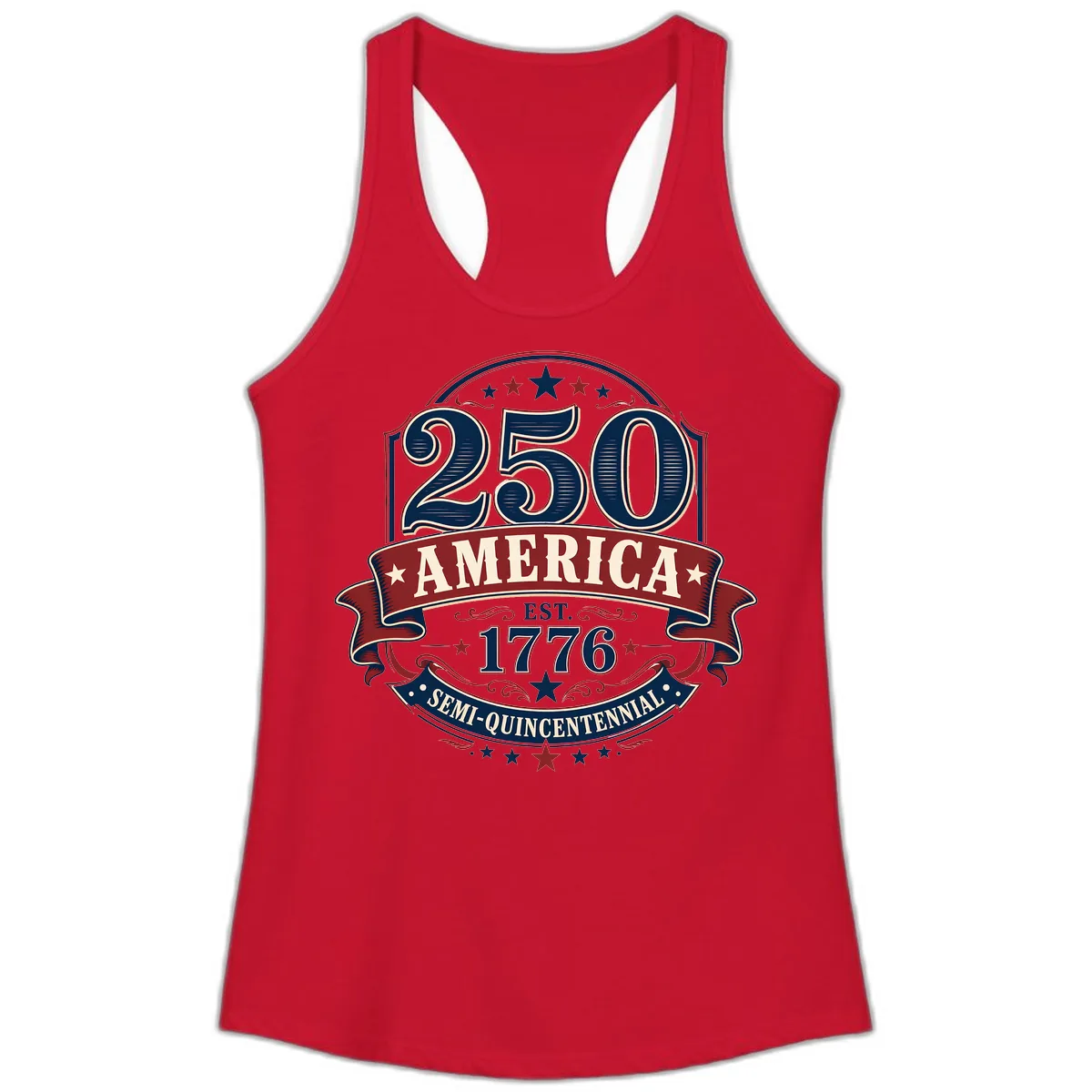 America 250th Semi-Quincentennial Celebration Ladies Tank in Solid Red