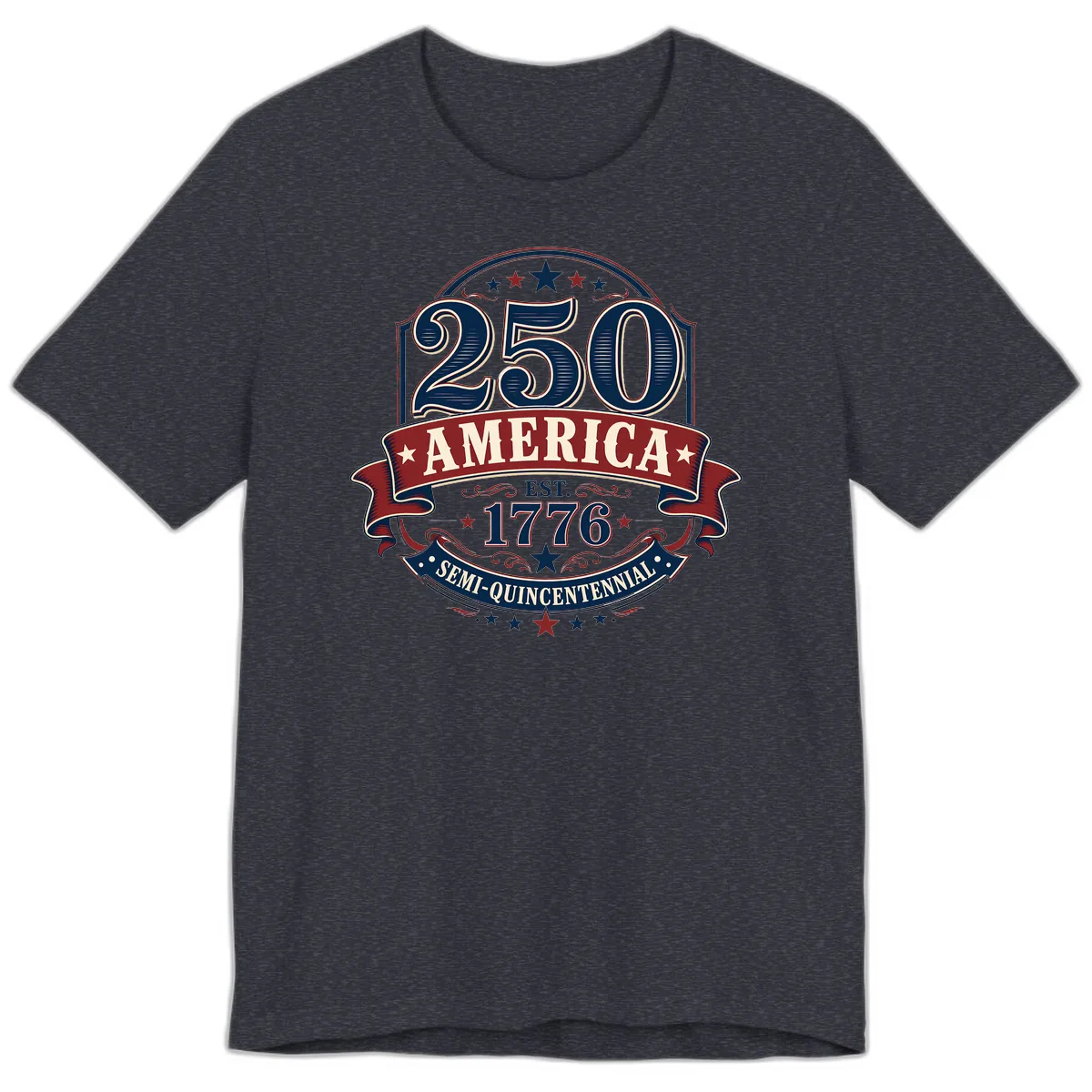 America 250th Semi-Quincentennial Celebration Premium T-Shirt in Heather Navy