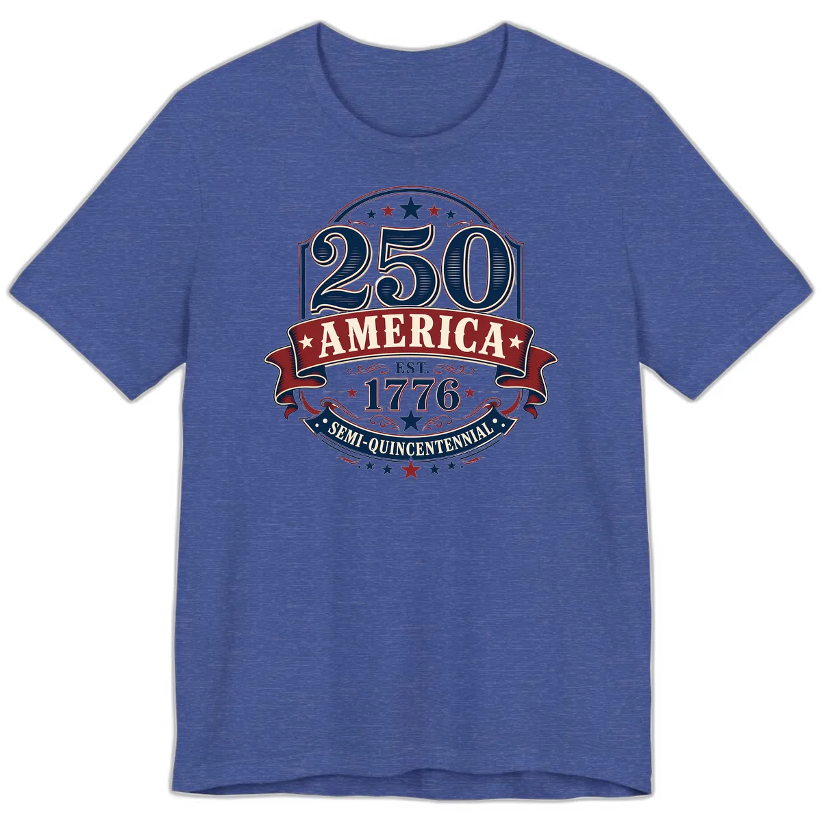America 250th Semi-Quincentennial Celebration Premium T-Shirt in Heather True Royal