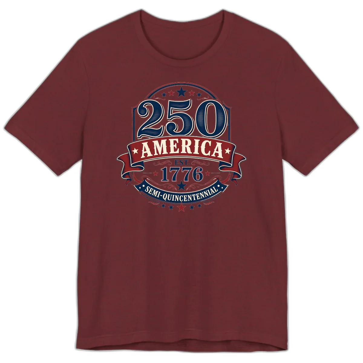 America 250th Semi-Quincentennial Celebration Premium T-Shirt in Heather Cardinal