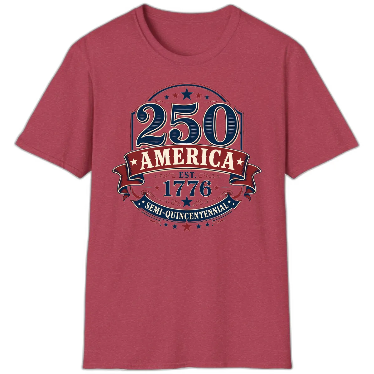 America 250th Semi-Quincentennial Celebration T-Shirt in Heather Cardinal